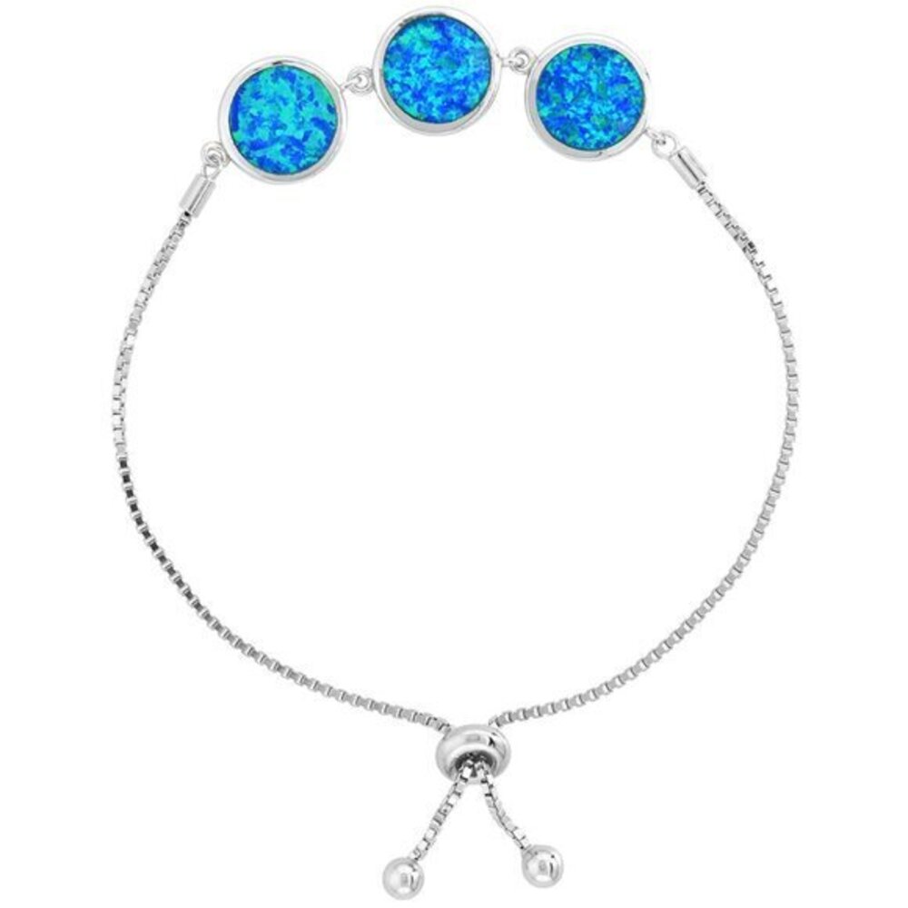 Sterling Silver Opal 3 Linked Circles Bracelet